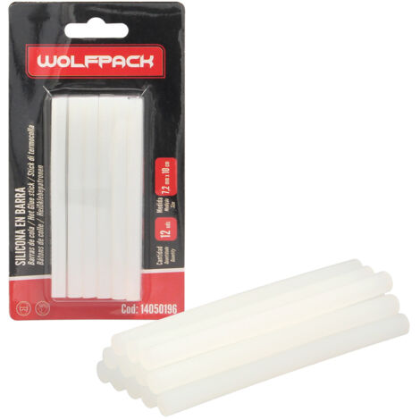 WOLFPACK LINEA PROFESIONAL Barras De Pegamento Caliente Ø 7,2 mm. Blister 12 Unidades. Barras Silicona, Pegamento Pistola Termofusible, Silicona Pistola