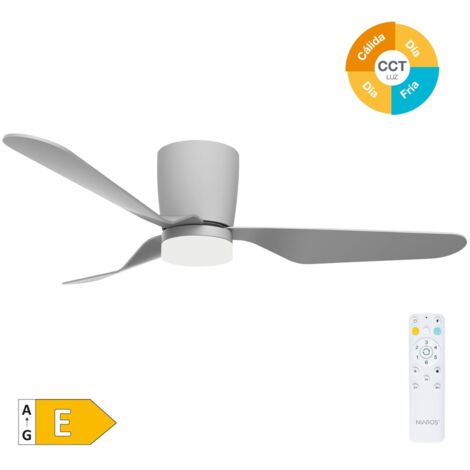 Ventilador techo Solesia con luz CCT regulable y mando Ø132 3 aspas DC Gris (1/5)