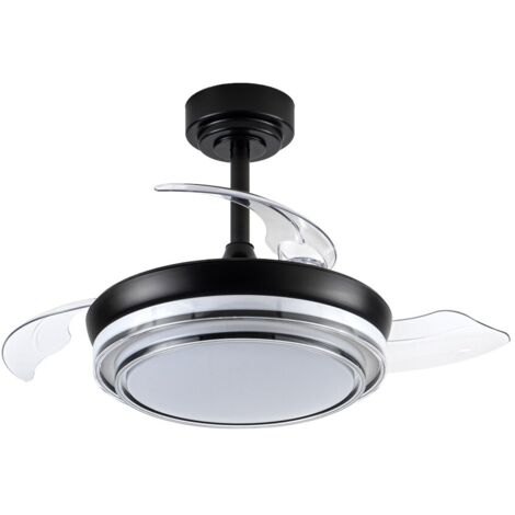 Ventilador LED aspas retráctiles Lander Mini Negro 46W 5520 Lm CCT (1/5)