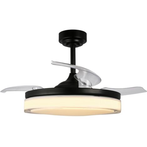 Ventilador LED aspas retráctiles Aneto Negro 72W 7920Lm CCT