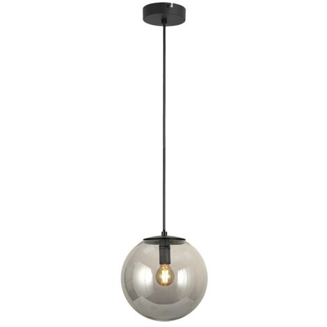 Lámpara de techo colgante "Boston" E14 (25W máximo 230V) IP20 Ø20x100cm fabricada en acero y cristal color negro y fumé (1/3)