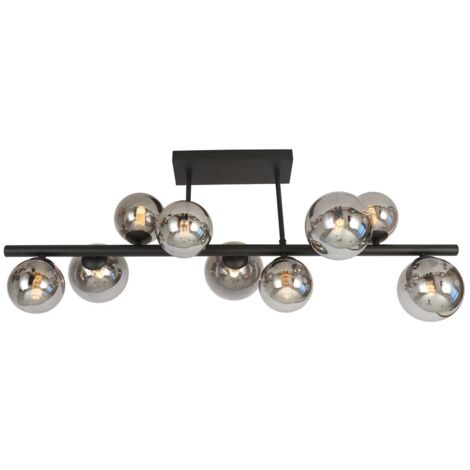 Plafón de techo Boston Negro Fumé 9xE14 (1/3)