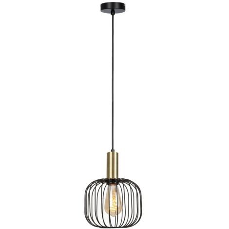 Lámpara colgante "Sofis" E27 230V IP20 Ø20x100cm fabricada en acero color negro y oro (1/3)