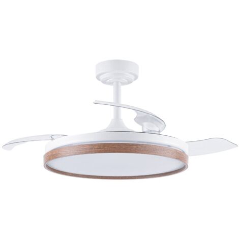 Ventilador de techo LED “Panam” regulable con control remoto (72W 3CCT 7920lm) IP20 Ø92cm color blanco y cerezo