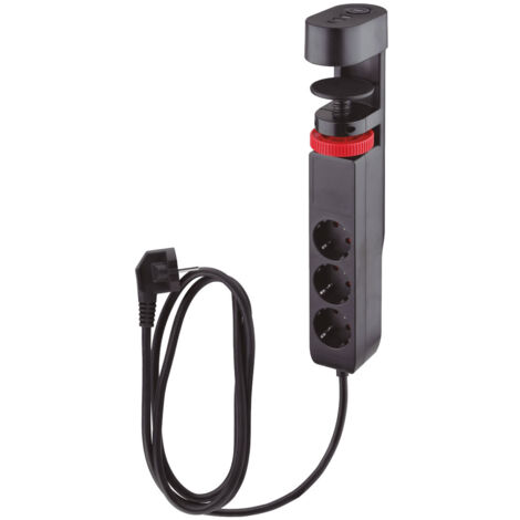 Base múltiple sobremesa 3T + 2 USB A + 1 USB Tipo C + Int (3x1.5mm) 1,4M Negro (1/5)