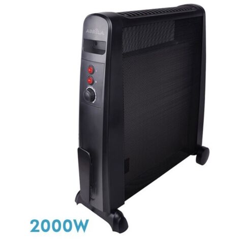 Radiador De Mica 2000w Negro 2potencias Antivuelco,termostato C/ruedas 64,8x52,5x23cm (1/2)
