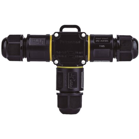 Conector estanco con regleta tipo T 0,5-2,5mm (Nivel de inflamabilidad V2 450V) IP68 128,3x84,4mm color negro (1/4)