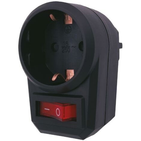 Ladrón simple de 1 salida (3680W máximo) con interruptor fabricado en polipropileno color negro (1/5)