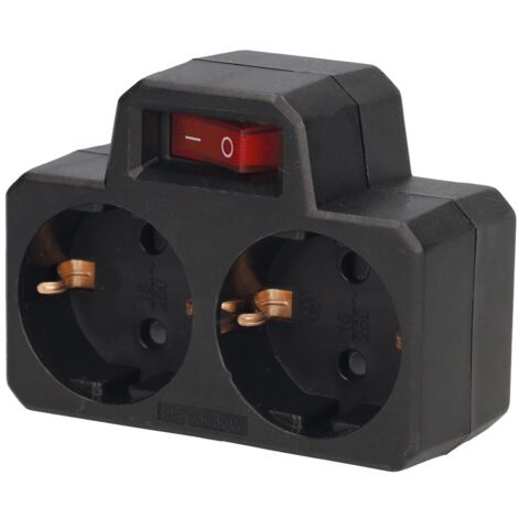 Ladrón de doble salida (3680W máximo) con interruptor fabricado en polipropileno color negro