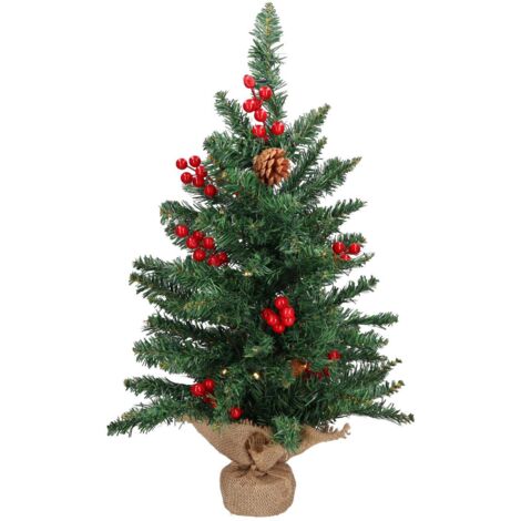 Árbol de Navidad artificial "Ponak" con 20 LEDs (2,25W 3000K 4,5V) IP20 Ø35x60cm color verde rojo y marrón (1/5)