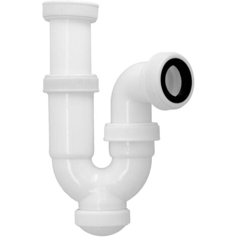 ABRISA 00000000 Sifon Curvo ExtensibleTuerca Loca 1 1/2" Ø 40 Mm, Blanco