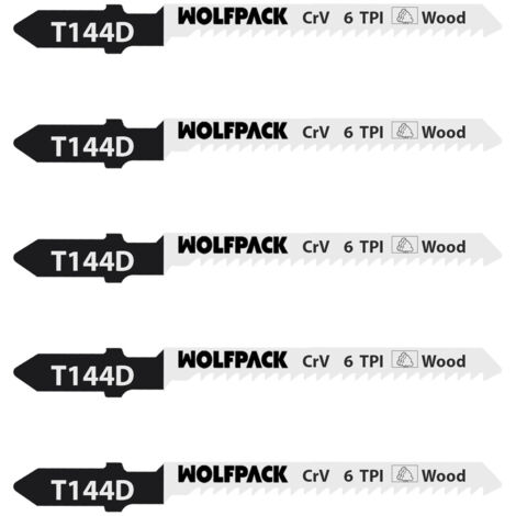 Hojas para sierra de calar para madera de corte grueso fabricadas en acero al cromo vanadio 58 y vástago T universal (5 piezas) (1/5)