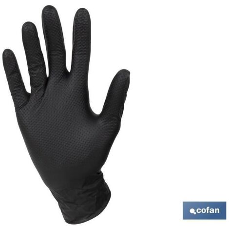 Caja de 100 guantes de nitrilo "Grip" con textura diamantada Talla L color negro