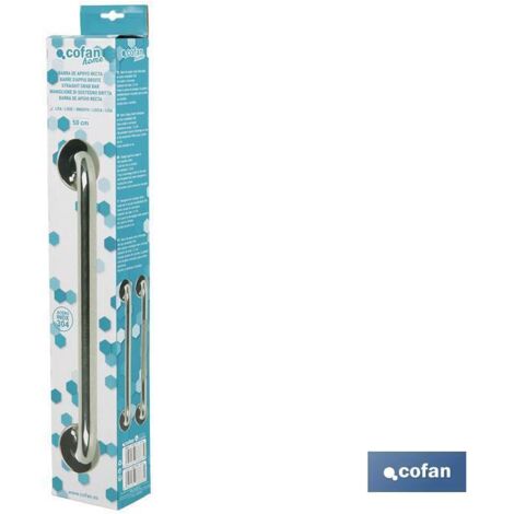 Barra de apoyo recta para baño 50xØ6x2,5cm fabricada en acero inoxidable color cromo (1/4)