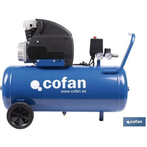 Compresor de aire de pistón coaxial con motor de 2 HP y depósito de 50l (8 bar a 2850 RPM) compresor monofásico 230V (1/5)