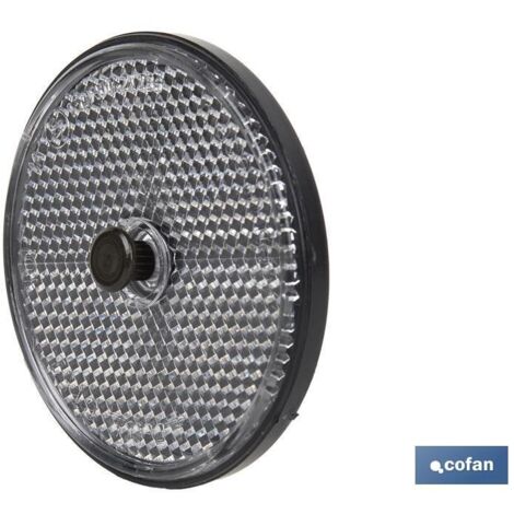 Catadióptrico redondo con tornillo para fijar en vehículos Ø60mm fabricado en PMMA color blanco