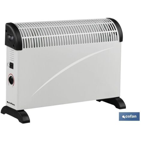 Convector radiante con termostato regulable y seguridad antivuelco (2000W 230V) 59x20x42cm