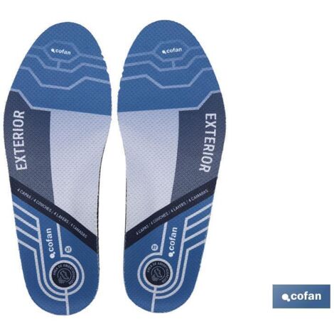 Plantillas de protección para pisada supinadora (pisada exterior) Talla 42 fabricada en espuma y poliuretano color azul (1/4)