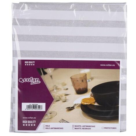 COFAN mantel antimanchas rayas beige y blancas 1,40 x 1,80 (1/5)
