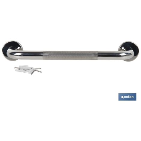 Barra de apoyo antideslizante recta para baño 30xØ6x2,5cm fabricada en acero Inoxidable color cromo (1/4)