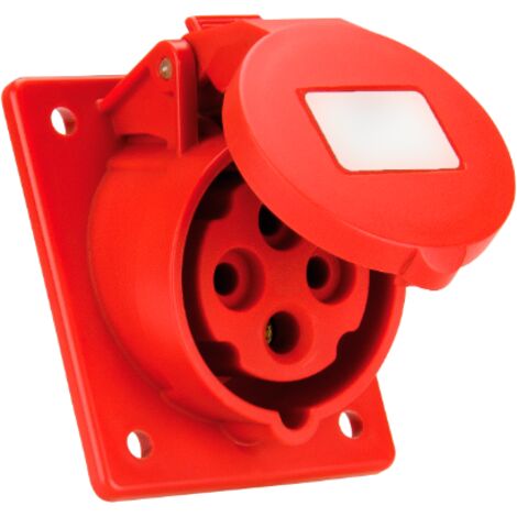 Base industrial trascuadro inclinada 3P+T (32A 400V) IP44/IK09 8x9,7x10,2cm color rojo (1/2)