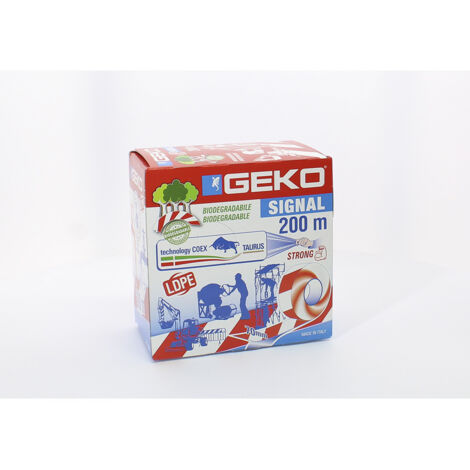 GEKO Cinta de baliza (200m) para delimitación del paso 70mm x 200m con tecnología taurus color rojo y blanco (1/2)