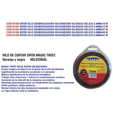 SIFER HILO DESBROZADORA HELICOIDAL TRENZADO NEGRO 3.5MM x 41M (1/2)