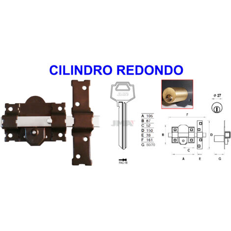 Cerrojo AVL 8101-R/105 P 50 mm con redondo llave y botón, incluye 3 llaves