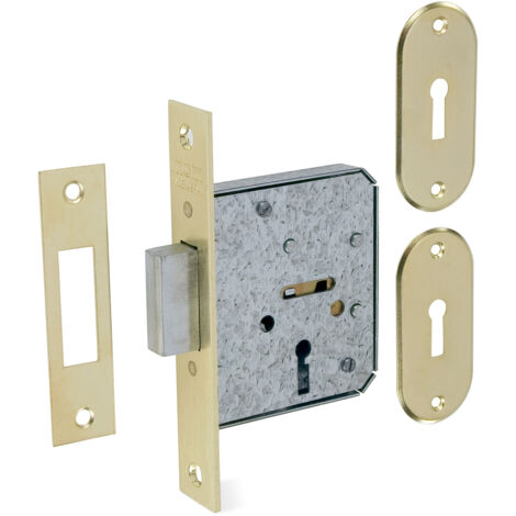 Cerradura embutir madera MCM 1513-2-3535 canto recto latonado