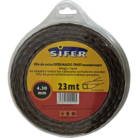Sifer Hilo Desbrozadora Naranja Negro Silencio Helico 4.3mm x 23m