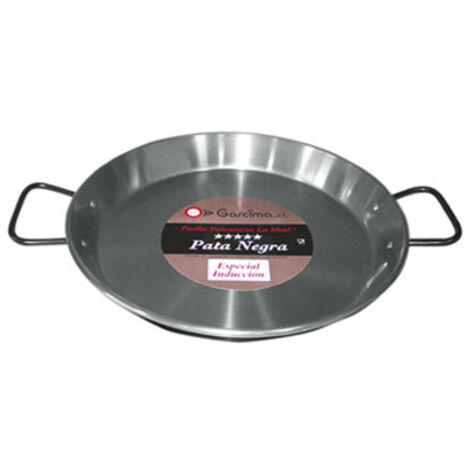 Paellera para induccion Ø42cm fabricada en acero pulido pata negra
