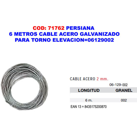 GAVIOTA Cable de acero galvanizado de 6 metros para torno de elevación PERSIANA 06129002