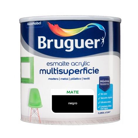 Esmalte acrilico negro mate 250ml 5160686 bruguer