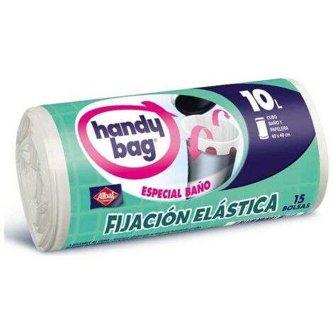 HANDY BAG Bolsa basura “Albal” para baño 45x45cm de material reciclado color blanco (10l) (Bolsa de 18 unidades) (1/2)