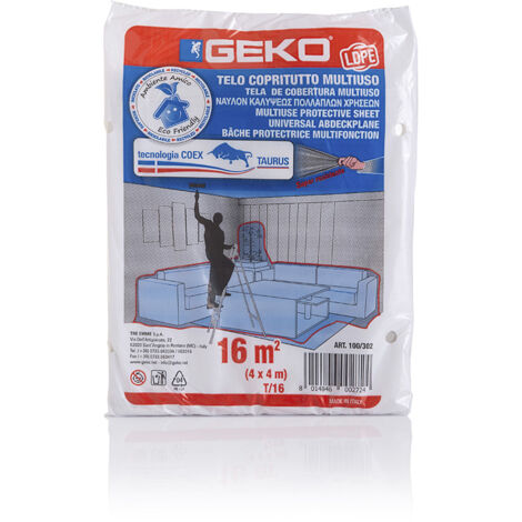 GEKO Lona protectora multiuso 16m² (4x4m) resistente y ecológica fabricada en plástico XS con tecnología taurus (1/2)