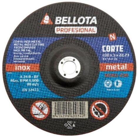 Disco BELLOTA 50301 para corte de metal inoxidable 180x22,3x3,0 mm (1/3)