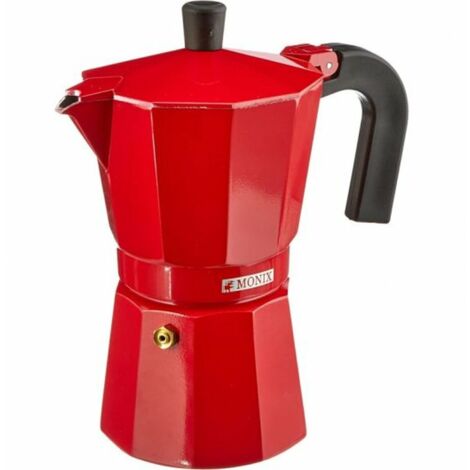 Cafetera aluminio vitrocerámica rojo fresa para 6 tazas Monix (1/4)