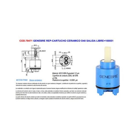 GENEBRE genebre rep-cartucho ceramico d40 salida libre 100051 (1/2)