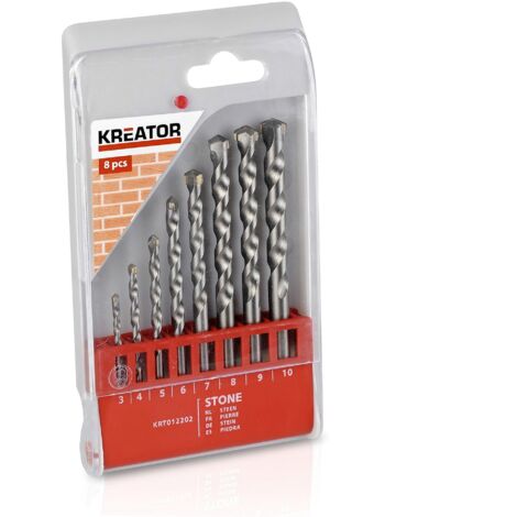 Juego de 8 brocas para hormigón Kreator Estuche con 8 brocas para hormigón (1/2)