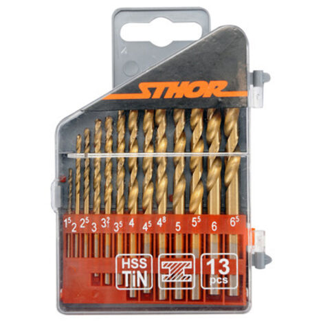 Juego de 13 brocas metal hss titanio 1,5-6,5mm 22300 vore sthor (1/2)