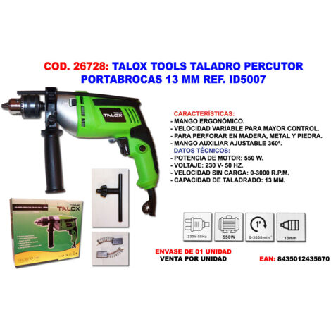 TALOX talox tools taladro percutor 550 w portabrocas 13 mm id5007
