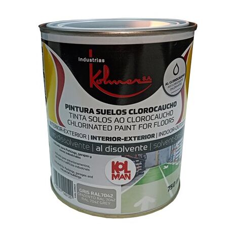 Pintura KOLMAN suelos-parking clorocaucho gris RAL 7042 750 ml