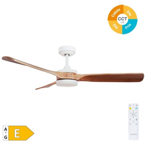 Ventilador techo Misstreta con luz CCT regulable y mando Ø132 3 aspas DC Blanco (1/5)