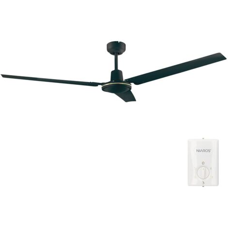 Ventilador techo Saltok con mando Ø132 3 aspas Negro