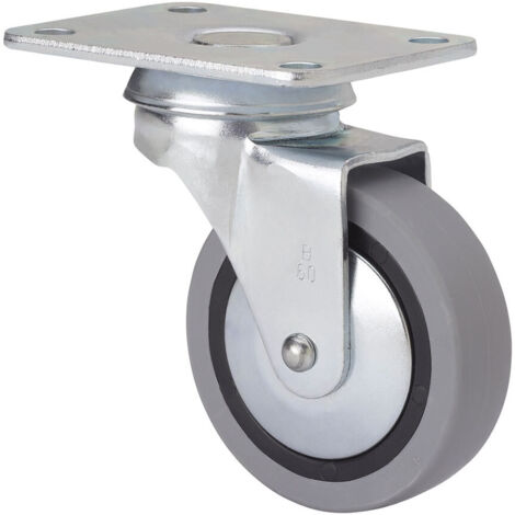 Rueda Giratoria Poliamix-Goma Ø4cm CargaMáx17kg Gris ConPlacaYEjeLiso Marca (1/4)