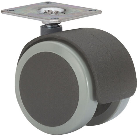 Rueda Giratoria Nylon Poliuretano 42x42mm 5cm 50kg Negro Gris Con Placa (1/3)
