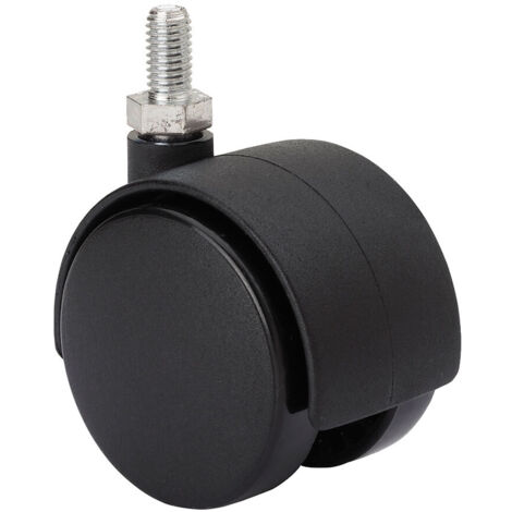 Rueda Giratoria Polipropileno 10x15cm Ø5cm Negro Espiga Roscada Eje Liso 50kg Marca (1/3)