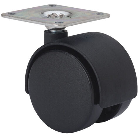 Rueda giratoria con placa y eje liso, color negro, carga máx. 20 kg, ø 4 cm (1/3)