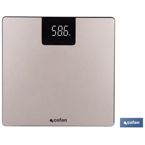 báscula de baño digital de color piedra con pantalla led 30 x 30 x 2,2 cm (1/4)