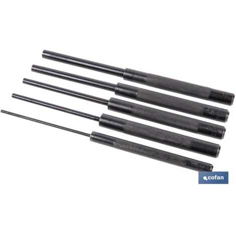 Set de 5 botadores cilíndricos de 20cm de largo y Ø3mm a Ø10mm fabricados en acero al cromo vanadio color negro (1/4)
